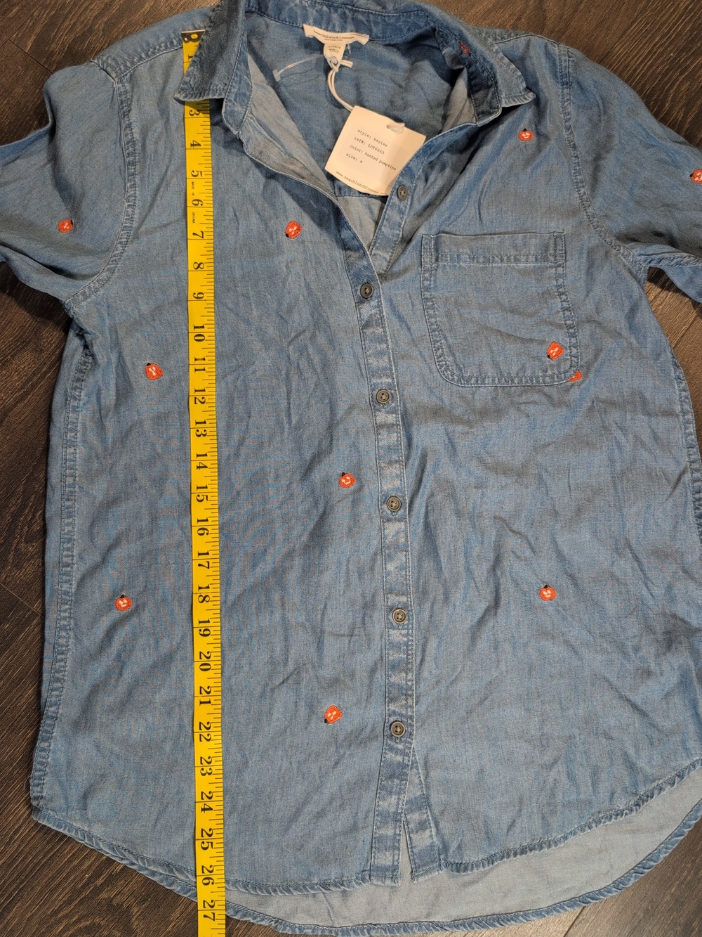Women's Halloween Fall Haunted Pumpkins Denim Button Up Shirt Size Small NWT - Picture 3 of 7